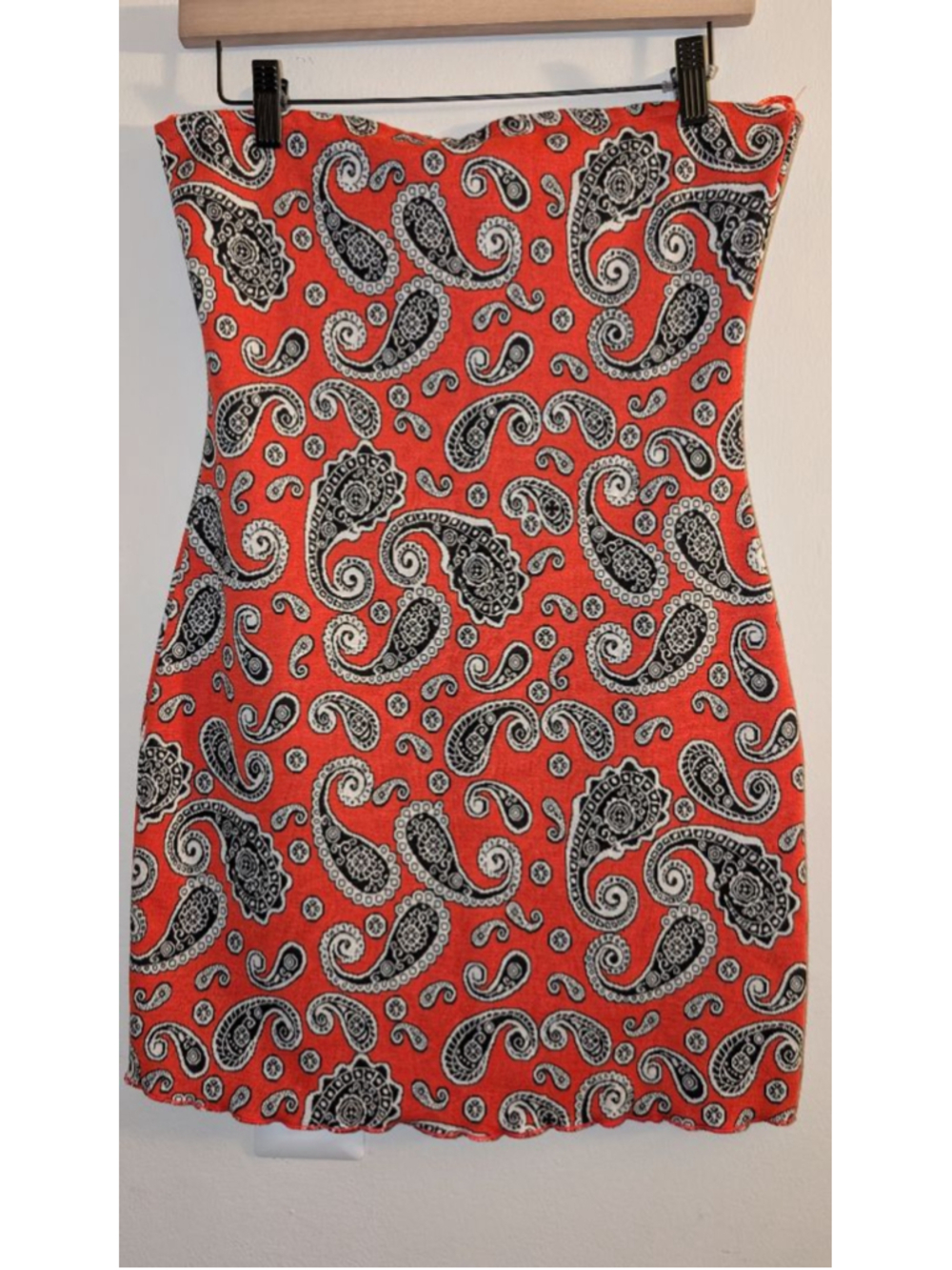 Urban Outfitters Orange Black Paisley Strapless Mini Dress M, womens - Picture 2 of 5